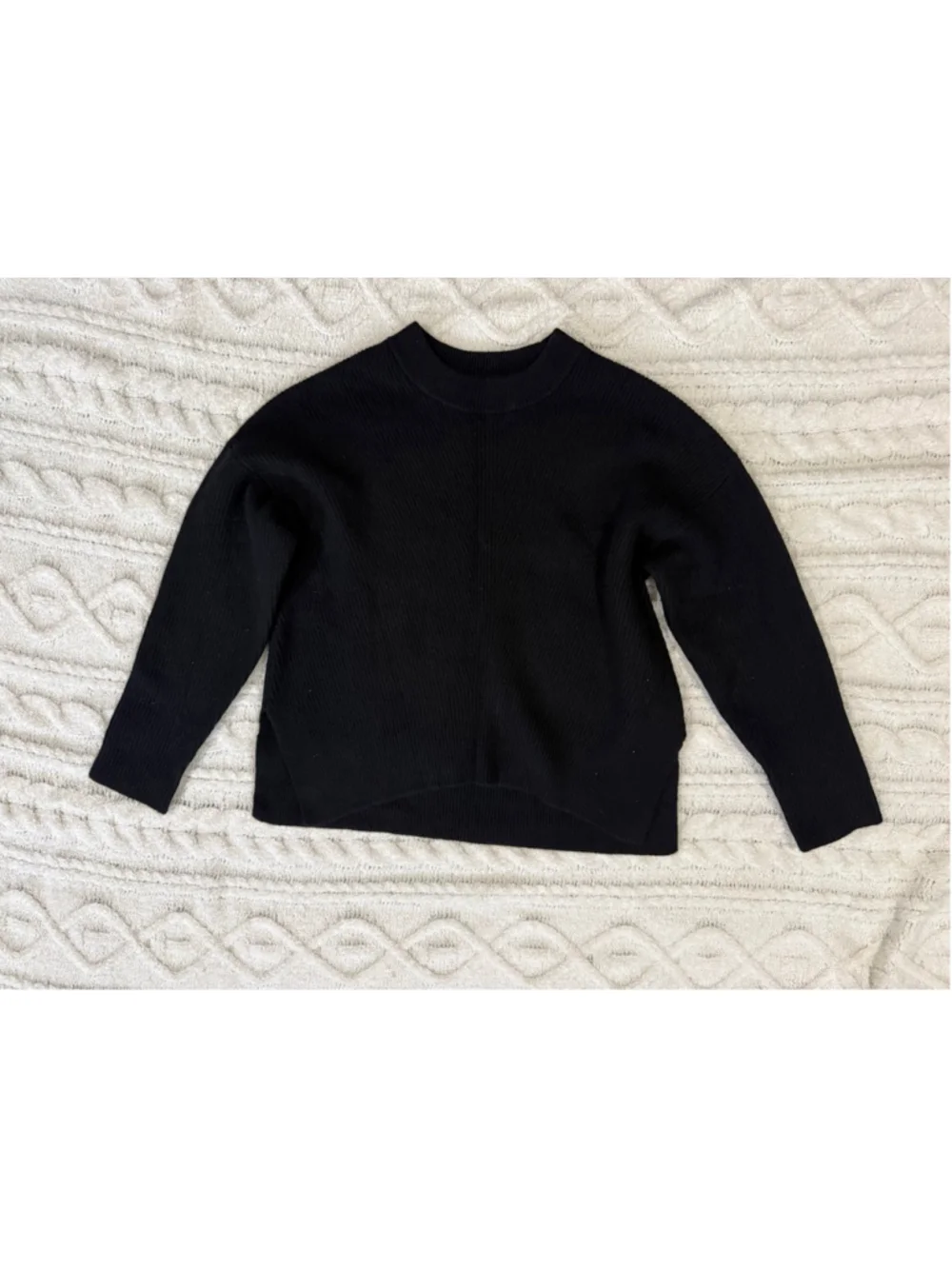 Everlane Black Cashmere Ribbed Crew Neck Sweater Small